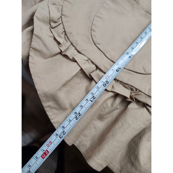 NEW Crown & Ivy Sz 12 Khaki Ruffle Jacket Suit Montauk Weekender II Tan - Picture 7 of 8